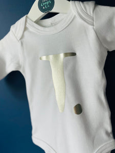 WHITE - Personalised - Organic Baby Vest Long/short sleeves