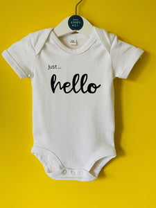 Just... milk/hello - Organic WHITE Baby Vest Long/short sleeves with personalisation