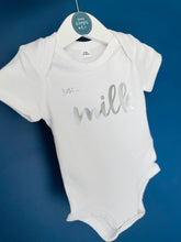 Load image into Gallery viewer, Just... milk/hello - Organic WHITE Baby Vest Long/short sleeves with personalisation