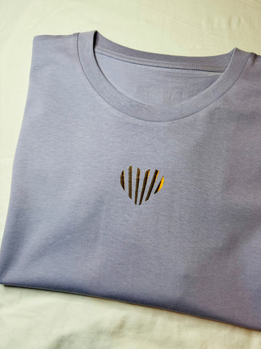 SALE! Organic Unisex T-Shirt - Lavender with Silver Heart - Size S & M