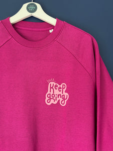 SALE! Women's Organic oversized sweatshirt - Fuschia. Size Small