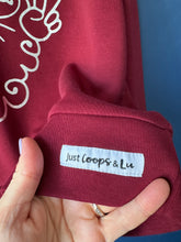 Load image into Gallery viewer, SALE! Organic XMAS Sweatshirt. Women&#39;s Fit. Burgundy. Size Small