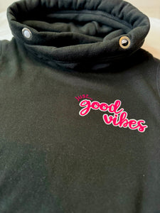 Ultimate Hoodie - Black 'Just... Good Vibes' - Size S - Faulty