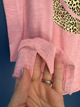 Load image into Gallery viewer, SALE! Organic Women&#39;s T-Shirt - Pink - Leopard Smiley - Size Small