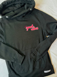 Ultimate Hoodie - Black 'Just... Good Vibes' - Size S - Faulty