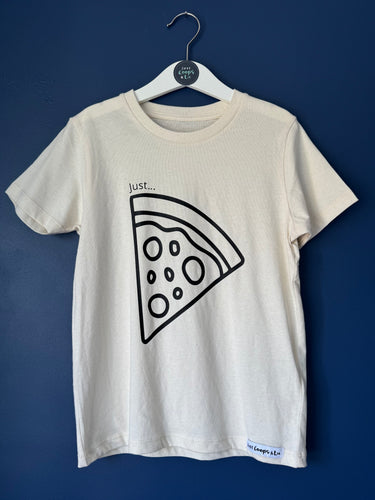 SALE! Kids - Organic Cream Tee 'Just.. pizza'