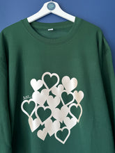 Load image into Gallery viewer, SALE! - Hearts/Green Sweatshirt. Size XL