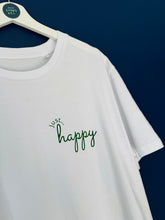 Load image into Gallery viewer, SALE! Organic Unisex T-Shirt - White - &#39;Just... Happy&#39; - Size XXL