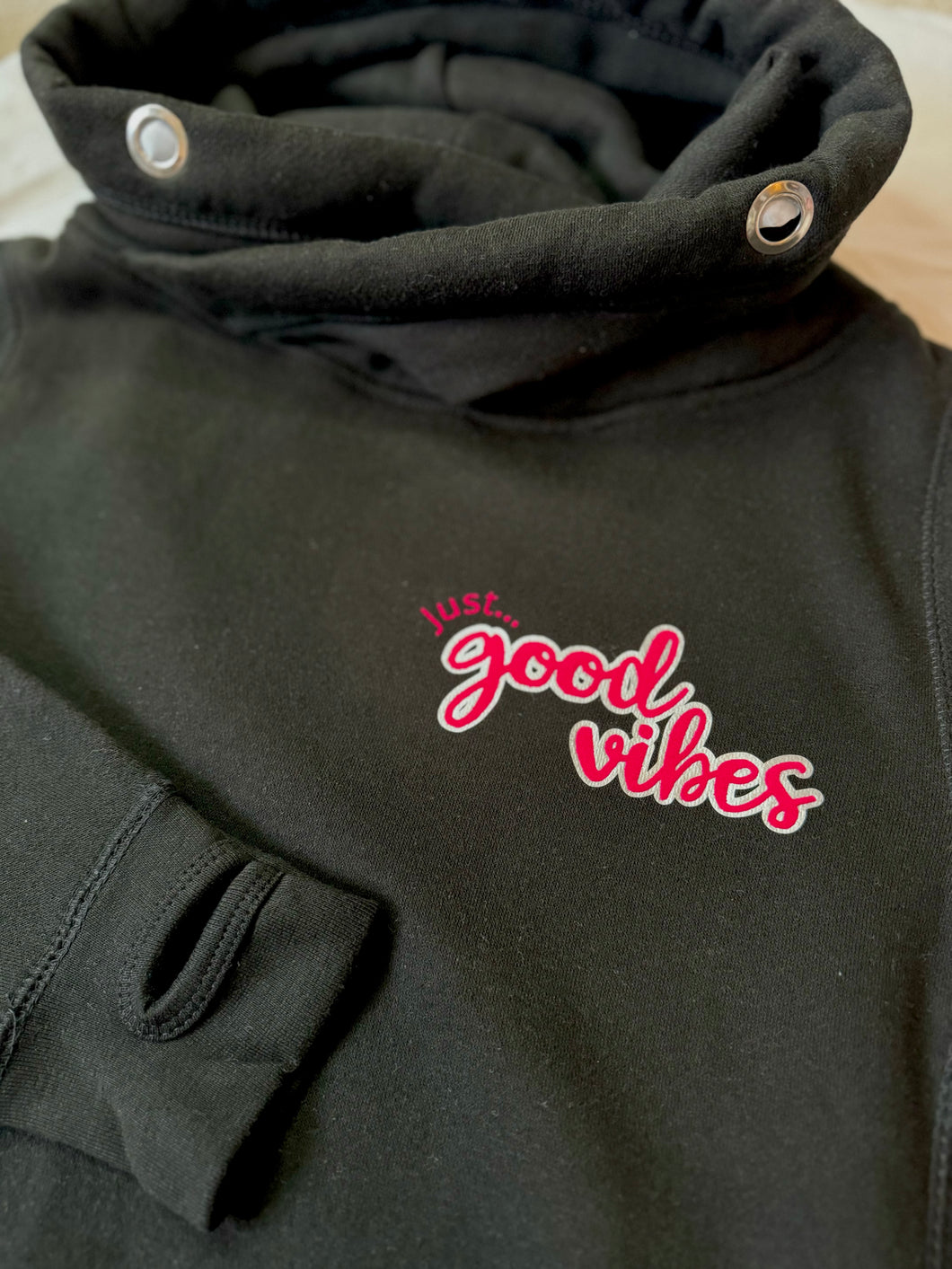 SALE! Ultimate Hoodie - Black 'Just... Good Vibes' - Size S - Faulty