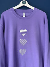 Load image into Gallery viewer, SALE! - Hearts/Lavender Sweatshirt. Size Large