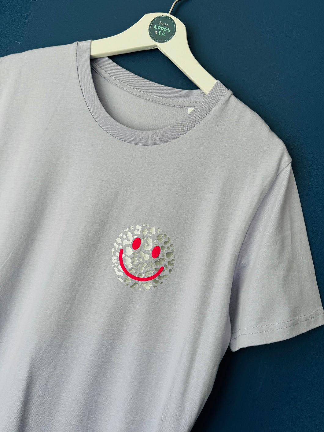 SALE! Organic Unisex T-Shirt - Lavender Smiley - Size Small