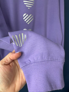 SALE! - Hearts/Lavender Sweatshirt. Size Large