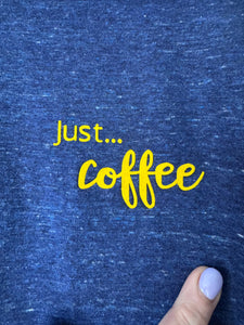SALE! Organic Unisex T-Shirt - Blue 'Just... Coffee' - Size XL Slight fault