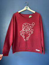 Load image into Gallery viewer, SALE! Organic XMAS Sweatshirt. Women&#39;s Fit. Burgundy. Size Small