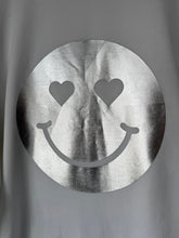 Load image into Gallery viewer, SALE! - Smiley White/Silver Sweatshirt. Size Large. Faulty