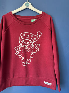 SALE! Organic XMAS Sweatshirt. Women's Fit. Burgundy. Size Small