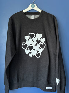SALE! - Hearts/Black Smoke Sweatshirt. Size Medium. Faulty
