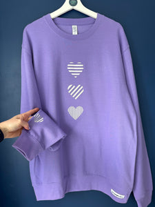 SALE! - Hearts/Lavender Sweatshirt. Size Large
