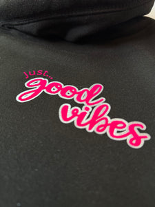 Ultimate Hoodie - Black 'Just... Good Vibes' - Size S - Faulty