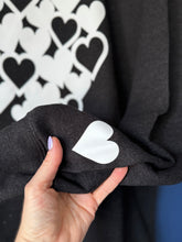 Load image into Gallery viewer, SALE! - Hearts/Black Smoke Sweatshirt. Size Medium. Faulty