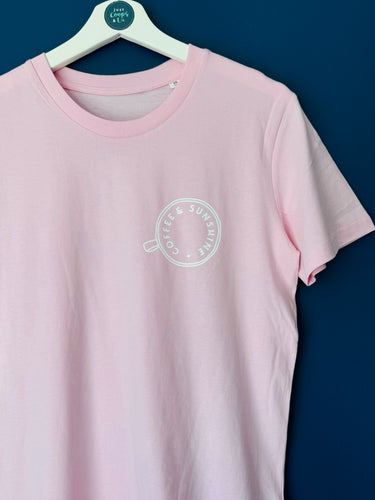 SALE! Organic Unisex T-Shirt - Pink - Coffee & Sunshine - Size XS