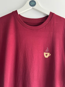 SALE! Organic Unisex T-Shirt - Burgundy Cup Of Love - Size Medium