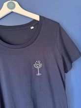 Load image into Gallery viewer, SALE! Women&#39;s Organic Navy Tee - Cute Cockail. Size Medium