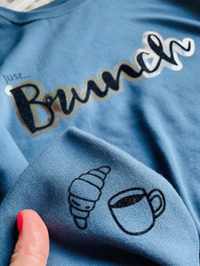 Unisex Relaxed Sweatshirt - Airforce Blue - 'Just.. brunch' - Size M
