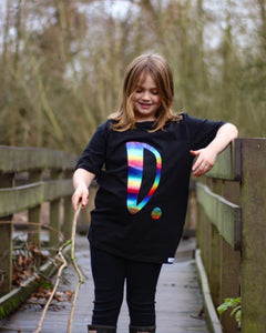 Letter/Number Tee - BLACK - Kids organic Tee
