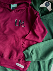 BURGUNDY Kids Hoodie. Personalised.