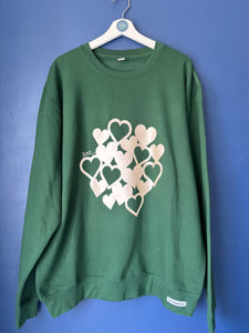 SALE! - Hearts/Green Sweatshirt. Size XL