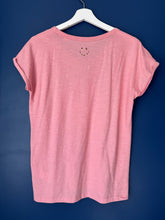 Load image into Gallery viewer, SALE! Organic Women&#39;s T-Shirt - Pink - Leopard Smiley - Size Small