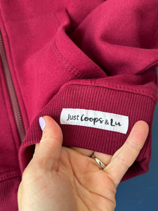 SALE! Zip Up Hoodie - Burgundy - Smiley - Size XS