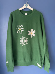 SALE! - Flowers/ Green Sweatshirt. Size Large