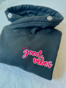 Ultimate Hoodie - Black 'Just... Good Vibes' - Size S - Faulty