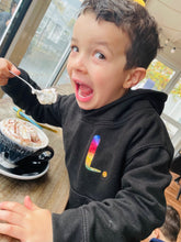 Load image into Gallery viewer, BLACK Kids Hoodie. Personalised.