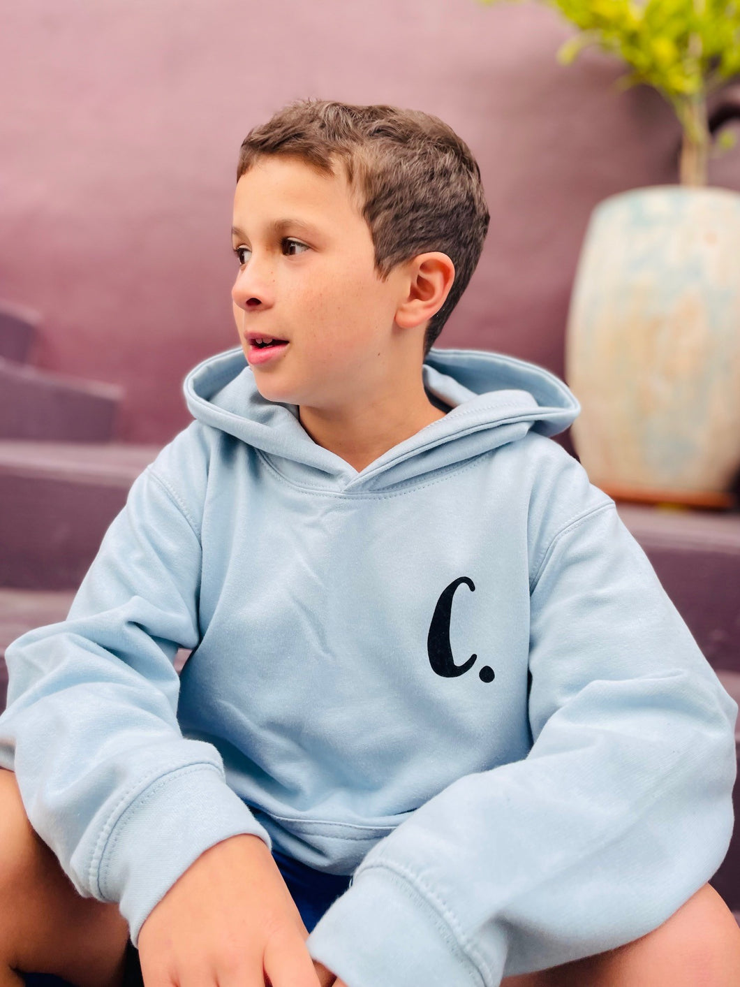 SKY BLUE Kids Hoodie. Personalised