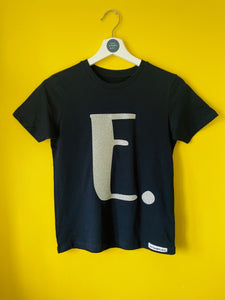Letter/Number Tee - BLACK - Kids organic Tee