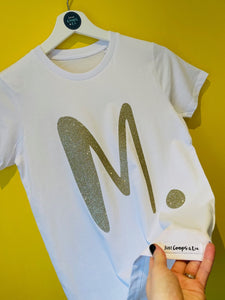 Letter/Number Tee - WHITE - Kids organic Tee