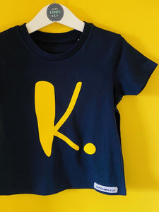 Letter/Number Tee - BLACK - Kids organic Tee