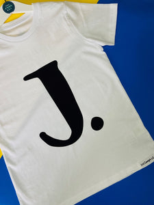 Letter/Number Tee - WHITE - Kids organic Tee