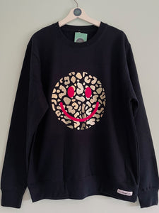 Smiley Leopard - Sweatshirt - Black/Navy