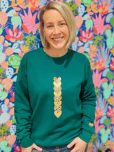 Load image into Gallery viewer, SALE! - Leopard Hearts - Sweatshirt - Green. Size Medium