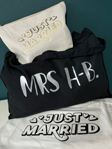 NEW 'Just... Married' - Personalised XL Organic Pouch