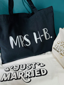 NEW - 'Just... Married - Personalised XL Tote