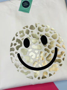 Smiley Leopard - Sweatshirt - White/Vanilla