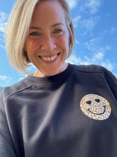 Load image into Gallery viewer, SALE! Women&#39;s Organic oversized sweatshirt - Size Large. Leopard Smiley