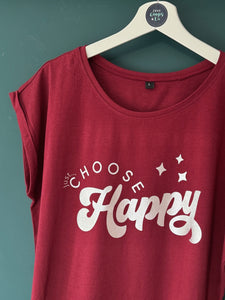 NEW - Just... Choose Happy - Women's T-Shirt with capped sleeves - Various colours