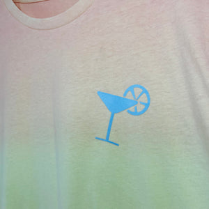 Unisex - Tie Dye Pastel Mix T-Shirt - Size MEDIUM. Cocktail Glass.