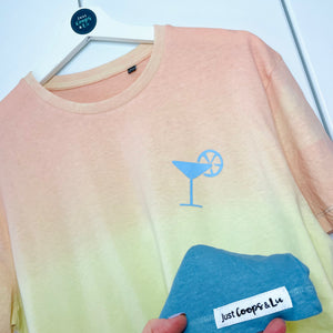 SALE! Unisex - Tie Dye Pastel Mix T-Shirt - Size MEDIUM. Cocktail Glass.
